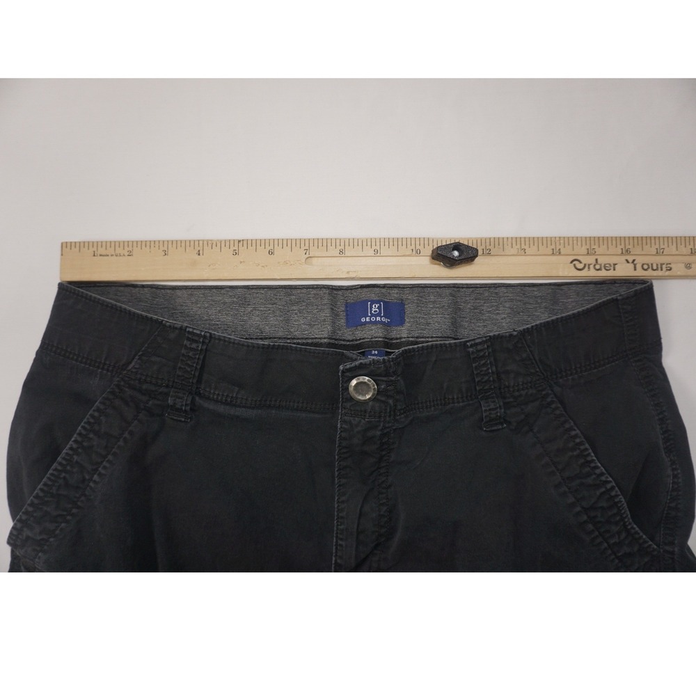 George 34 Cargo Shorts Black Cotton Blend Stretch Multi Pocket - Picture 3 of 8